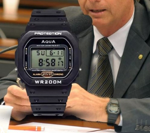 Relógio Jair Bolsonaro Promoção Original Aqua Wr200m Mito