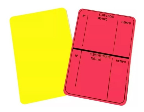 Tarjeta De Arbitro Futbol Roja Y Amarilla. Pack X2