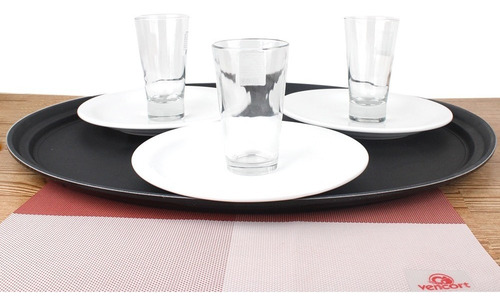 4 Charolas Ovaladas Mesero Profesional Restaurante 56x68 Cm
