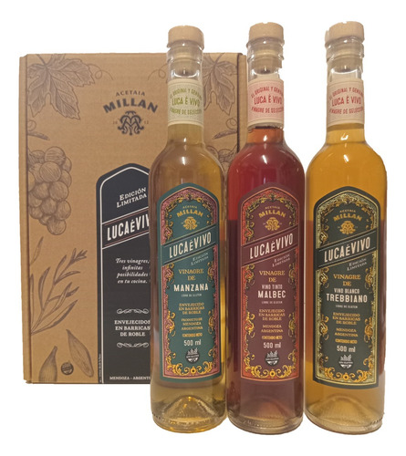 Vinagres De Malbec, Trebiano Y Manzana 500ml C/u By Millán