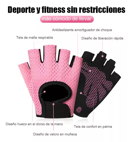 Guantes Gym Tacticos Pesas Crossfit Gimnasio Mujer Hombre Rosa M