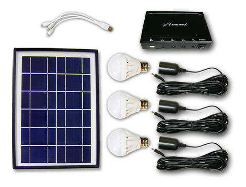 Imagen 2 de 5 de Kit Solar Iluminacion 3 Focos Led, Bateria, Panel, 6watts