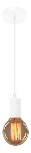 Pendente Retro Vintage Luminária Teto Lustre Soquete E27 Cor Branco Voltagem