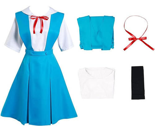 Disfraz Anime Ayanami Rei Cosplay Uniforme Falda Vestido Hal