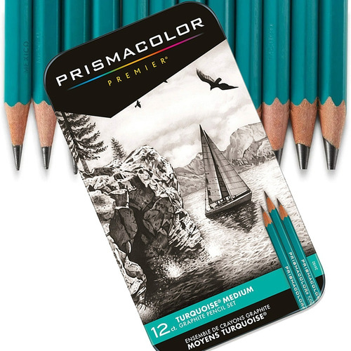 Imagen 5 de 5 de Prismacolor Set 12 Lapices Grafito Turquoise Medium Graphite