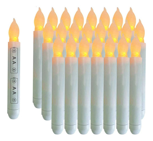 Velas Led Cónicas, Funciona Con Pilas, Con Llama Parpadeante