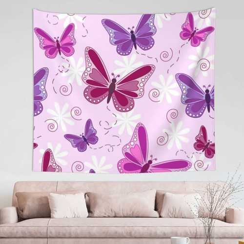Tapiz Mariposa Rosa Ognot Para Colgar Pared Hogar Dormitorio