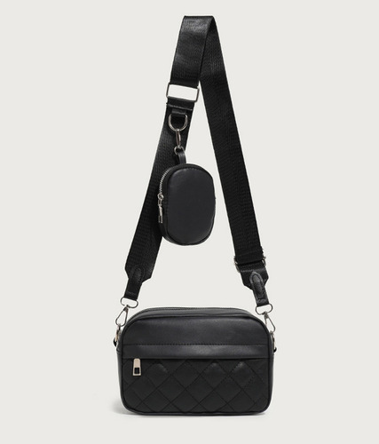 Multifunción Bolsa Para Mujer Bandolera Y Monedero 2 En 1 Color Negro