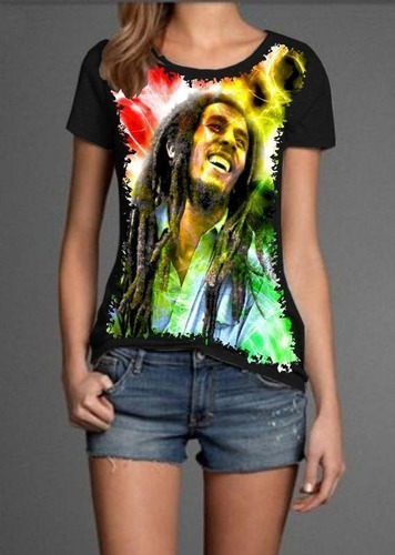 Camiseta Feminina Bob Marley Plus Size