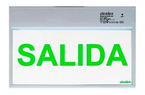Cartel Led Autónomo Señalizador Salida De Emergencia Atomlux