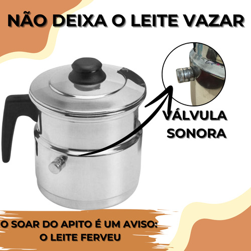 Leiteira Apito 1,5 Litros Profissional Alumínio Térmico Cinza