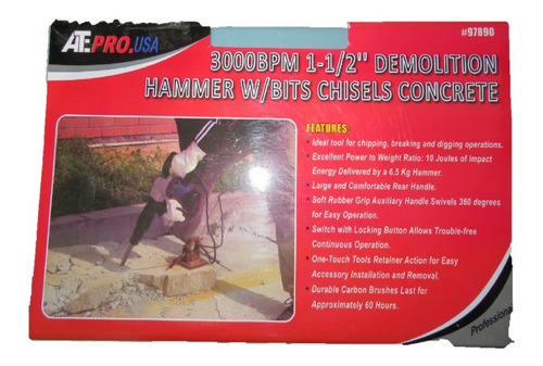 Imagen 2 de 2 de Rompedor / Martillo Demoledor Ate Pro 1200 Watts