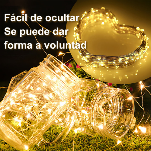 20pcs Luces Led Cadena 3m 30 Led A Pilas Decoración Hogar Blanco Cálido