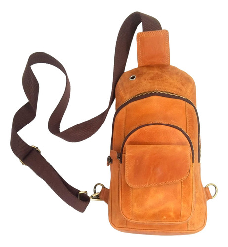 Mochila Cruzada De Cuero De Búfalo Hecha A Mano Para Viajes,