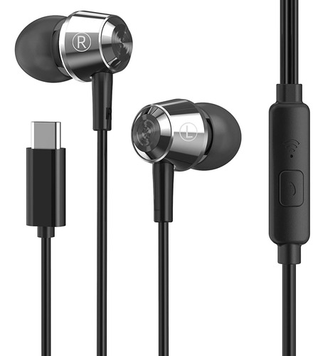 W1 Auriculares Con Cable Usb C, Auriculares Metal Estéreo Y