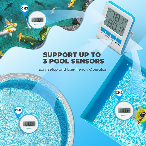 Termómetro Inalámbrico Para Piscina Con Pantalla Digital De