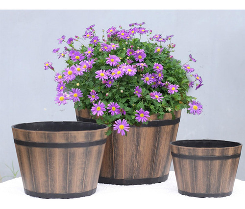 Maceta De Jardín Con Forma De Barril Y Cubo, 12 Pulgadas
