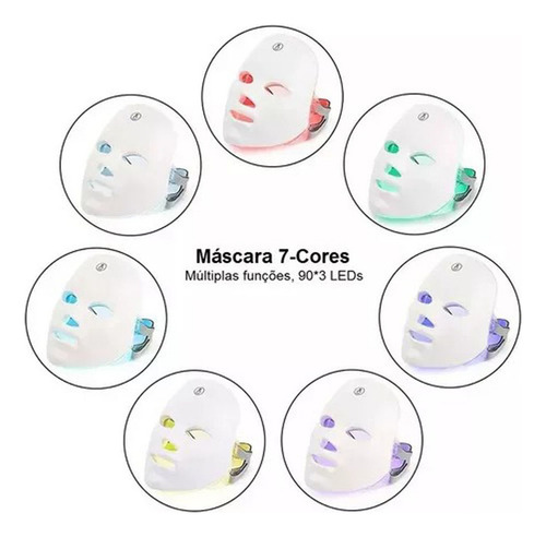 Máscara Facial Laser De 7 Cores Clareador De Pele