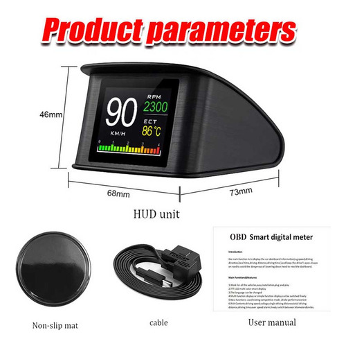 Aviso Digital De Velocidade De Temperatura Obd2 P10 Hud