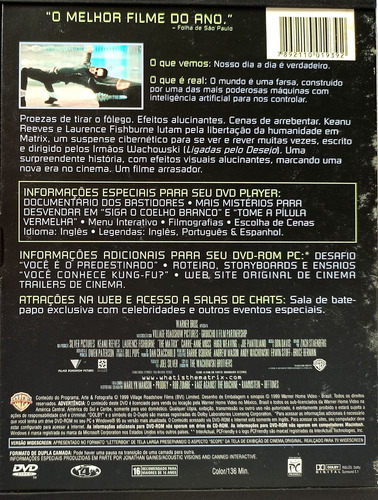 Dvd Matrix - Keanu Reeves - 1999 Snapcase (Usado)