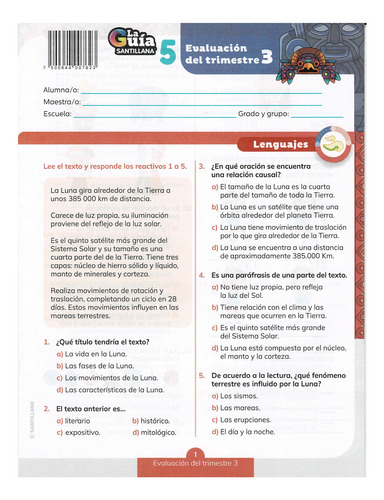 Pack 3 Exámenes Trimestrales 5° Primaria 2024 - 2025