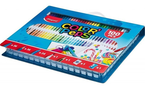 Imagen 3 de 4 de Set De Arte Estuche Lapices Marcadores 100 Pzs Maped 907003