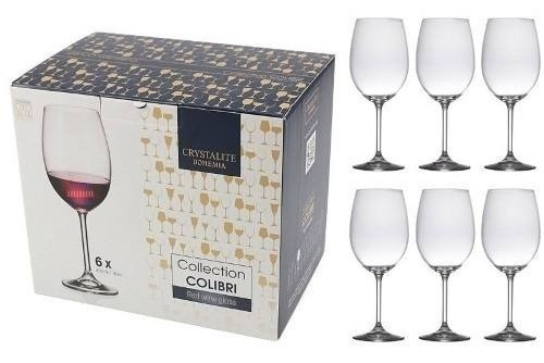 Set 6 Copas Cristal Bohemia Vino Crystalite Colibri 580 Ml Color Blanco