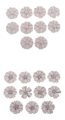 20 Piezas Perla Diamantes De Imitación Flor Cristal Botón