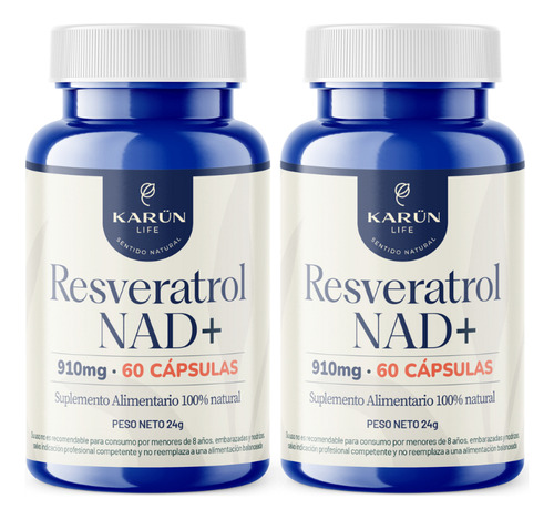 Pack Doble Resveratrol Nad+ 120 Capsulas Karun Life