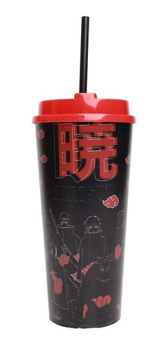 Imagem 2 de 4 de Copo Canudo Akatsuki Com Fita | Oficial | Naruto Shippuden