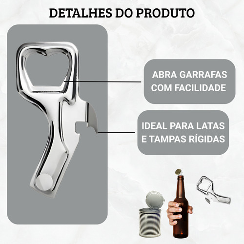 Abridor De Lata E Garrafa Aço Inox Resistente Cozinhas E Bar