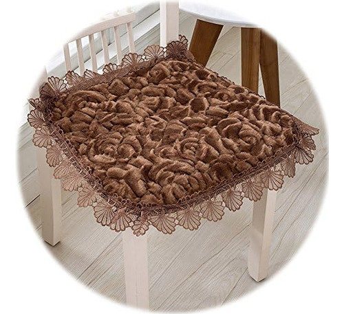 Cojines Cuadrados De Felpa Suave 17x17 Café - Encaje Floral