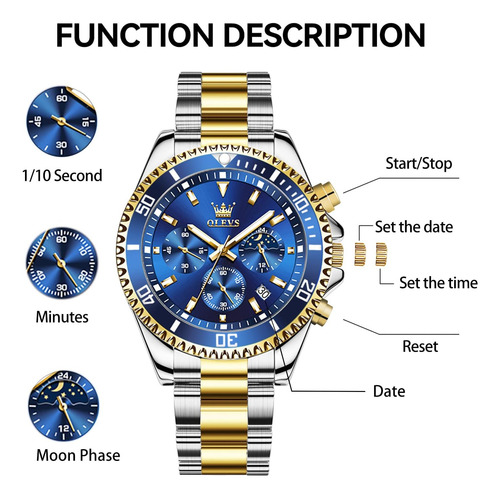 Olevs Reloj Hombres Relojes De Lujo Para Hombres Reloj Azul