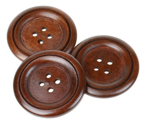 Cotowin 10pcs Brown 4 Agujeros Botones Grandes De Madera De