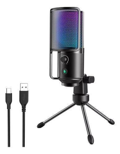 Microfone Com Fio Fifine K669pro3 Usb Type-c Condensador Rgb