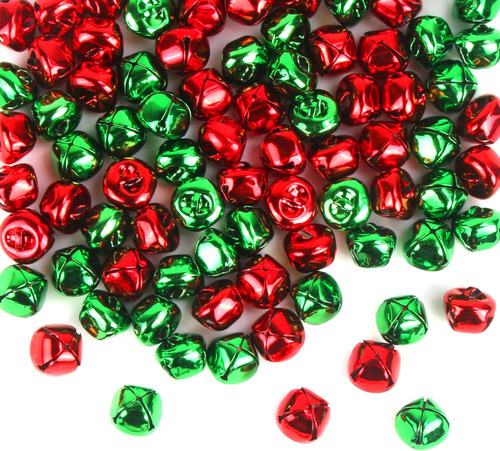 Cascabel 20mm Verde Y Rojo 100 Unidades Decoracion Navidad