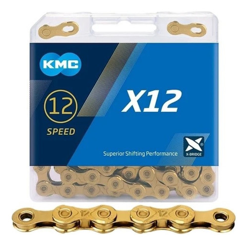 Cadena Kmc 12 Velocidades X12 Dorada 126 Eslabones