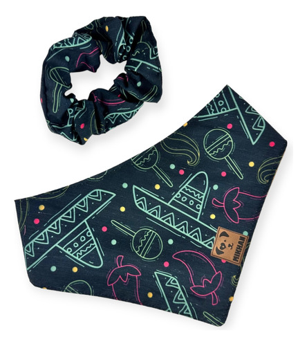 Mikhan Match Dúo Bandana Perro + Scrunchie Humano Patrio Xl