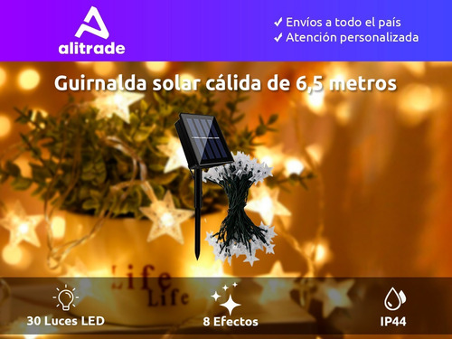 Imagen 2 de 10 de Luces Guirnalda Led 6.5 Mts Para Interior/exterior Estrella