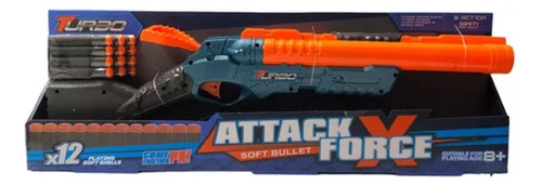 Pistola Escopeta Turbo Attack Force Manual Lanza Dardos X 12