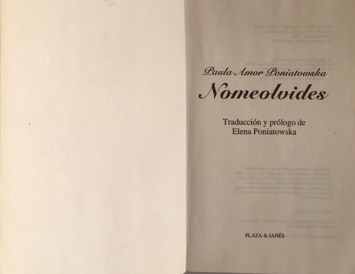 No Me Olvides Amor Poniatowska, Paula (Usado)