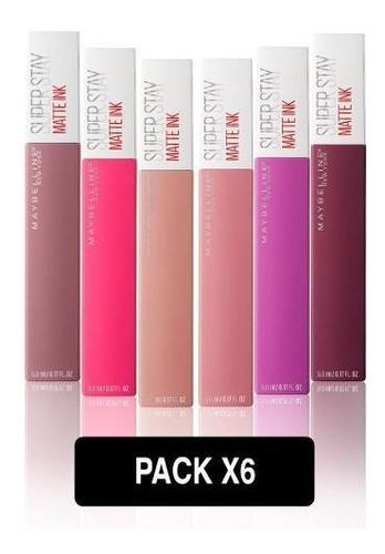 Pack 6 Labiales Maybelline Superstay Matte Ink