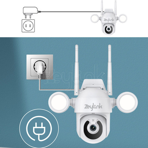 Cámara Ip Wifi Exterior 5mp Visión Nocturna Luz Led Zeylink