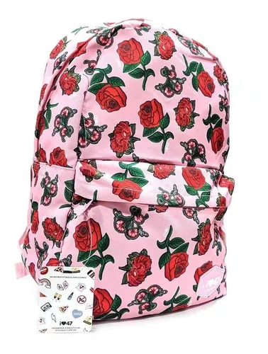 Mochila Espalda 47 Street Oficial Mujer 18 Estampada Rosas