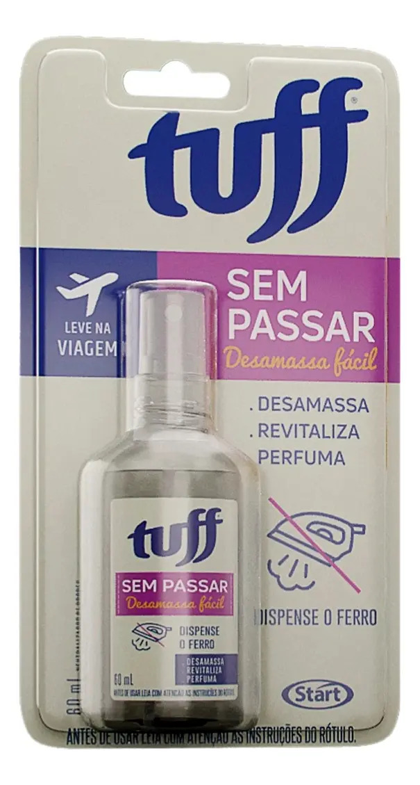Sem Passar Tuff Bolso 60ml - Desamassa Fácil | Facilitador Passa | Neutraliza Odores