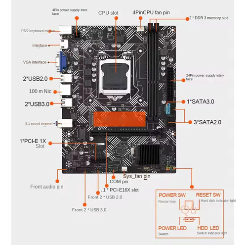 M Atx Placa Base, B75m Vh Lga 1151 Slot Ddr3 × 2 16 Gb De Pl