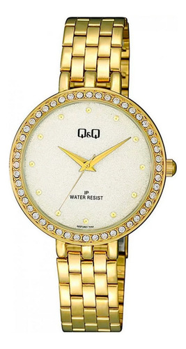 Reloj Q&q Qyq Elegante Qz27j001y Acero Dorado + Estuche 