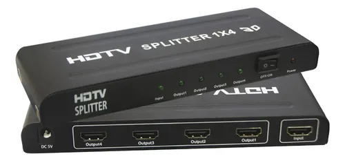 Adaptador Multiplicador Splitter Hdmi 1x4 4k Uhd 3d Cuotas sin