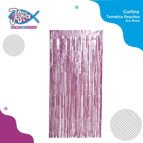 Cortina Para Fiesta Flequitos Oro Rosa