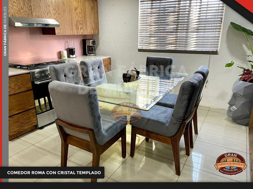 Comedor Roma 8 Sillas Cubierta De Cristal Base U Onix